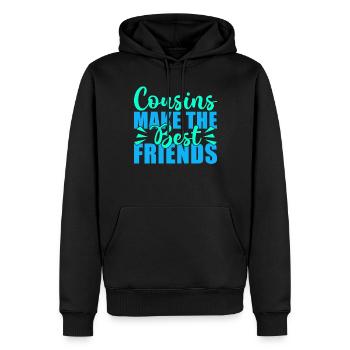 Cadeaux Cousin - Sweat à capuche Premium bio Homme - noir - Devant - Nico (187cm)