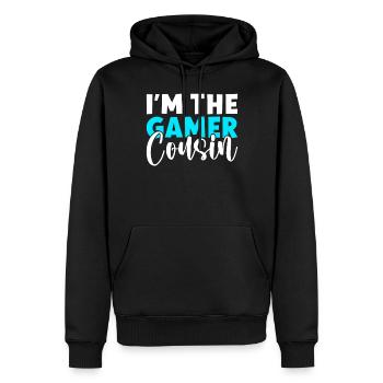 Cadeaux Cousin - Sweat à capuche Premium bio Homme - noir - Devant - Nico (187cm)