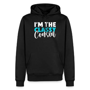 Cadeaux Cousin - Sweat à capuche Premium bio Homme - noir - Devant - Nico (187cm)