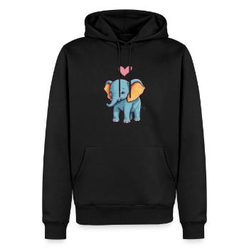Elefant mit Herz Bunt Süßes Elefanten Baby - Männer Premium Bio Hoodie - Schwarz - Vorne - Nico (187cm)