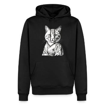 Kimono Japonais Chat Chat Domestique Propriétaire - Sweat à capuche Premium bio Homme - noir - Devant - Nico (187cm)
