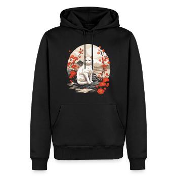 Asiatische Katze Niedliche Katzen Dame Besitzer - Männer Premium Bio Hoodie - Schwarz - Vorne - Nico (187cm)