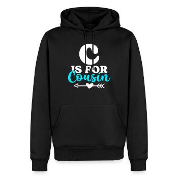 Cadeaux Cousin - Sweat à capuche Premium bio Homme - noir - Devant - Nico (187cm)