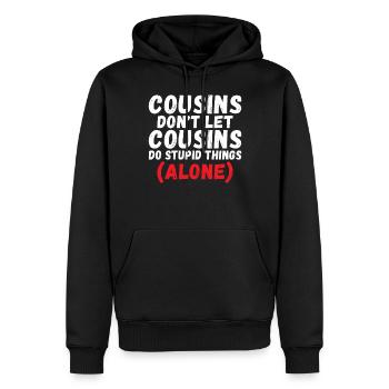 Cadeaux Cousin - Sweat à capuche Premium bio Homme - noir - Devant - Nico (187cm)
