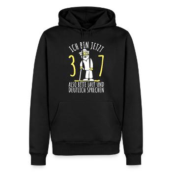 37. Geburtstag 37er 37ter Ich bin jetzt 37 Jahre - Männer Premium Bio Hoodie - Schwarz - Vorne - Nico (187cm)