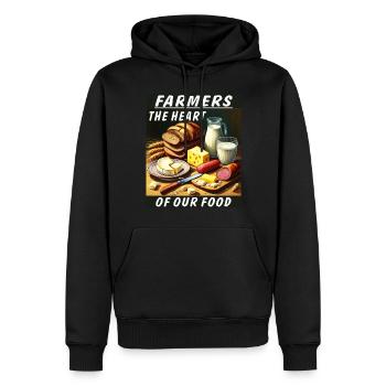 FARMERS THE HEART OF OUR FOOD - Männer Premium Bio Hoodie - Schwarz - Vorne - Nico (187cm)