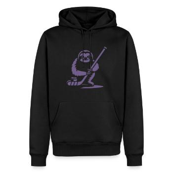Faultier Eishockey Silhouette - Männer Premium Bio Hoodie - Schwarz - Vorne - Nico (187cm)