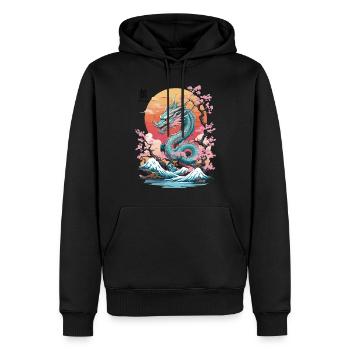Japanischer Drache Tattoo Aesthetic Streetwear - Männer Premium Bio Hoodie - Schwarz - Vorne - Nico (187cm)