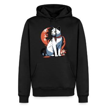 Asiatische Katze Kanji Zeichen Katzen Dame - Männer Premium Bio Hoodie - Schwarz - Vorne - Nico (187cm)
