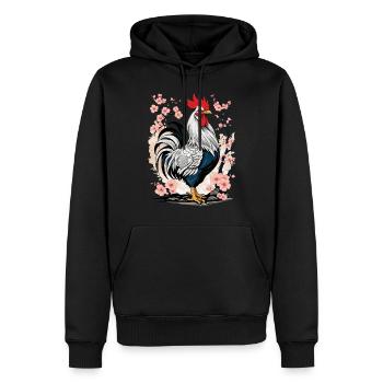 Esthétique du coq asiatique pour les amateurs de poulet - Sweat à capuche Premium bio Homme - noir - Devant - Nico (187cm)