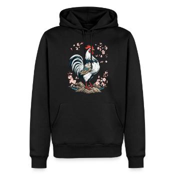 Conception esthétique de fleurs de cerisier de coq japonais - Sweat à capuche Premium bio Homme - noir - Devant - Nico (187cm)