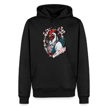 Samurai Bild Hahn Vintage Kampfkunst Ästhetik - Männer Premium Bio Hoodie - Schwarz - Vorne - Nico (187cm)