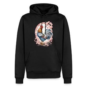 Asiatique avec l’esthétique des fleurs de cerisier - Sweat à capuche Premium bio Homme - noir - Devant - Nico (187cm)