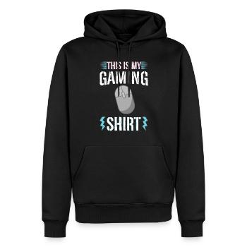 PC Joueur Vidéo Ordinateur Nerd Jeux WASD - Sweat à capuche Premium bio Homme - noir - Devant - Nico (187cm)