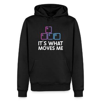 PC Joueur Vidéo Ordinateur Nerd Jeux WASD - Sweat à capuche Premium bio Homme - noir - Devant - Nico (187cm)