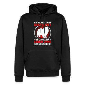 Leben ohne Wolfsspitz Deutscher Wolfsspitz - Männer Premium Bio Hoodie - Schwarz - Vorne - Nico (187cm)