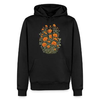 Tagetes Décoration Florale Vintage Esthétique Streetwear - Sweat à capuche Premium bio Homme - noir - Devant - Nico (187cm)