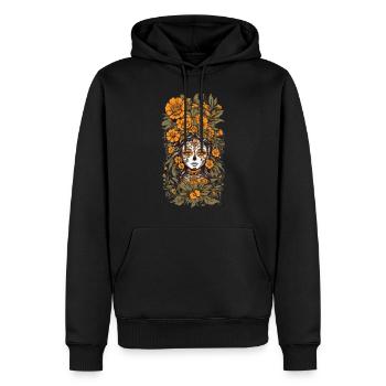 Blumen Deko Vintage Ästhetische Streetwear Design - Männer Premium Bio Hoodie - Schwarz - Vorne - Nico (187cm)
