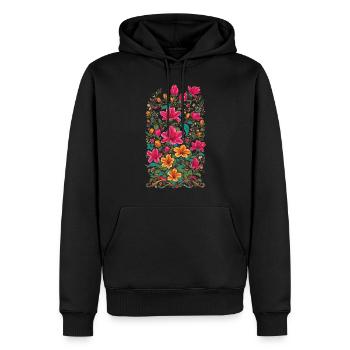 Lys Décoration Florale Esthétique Vintage Streetwear - Sweat à capuche Premium bio Homme - noir - Devant - Nico (187cm)
