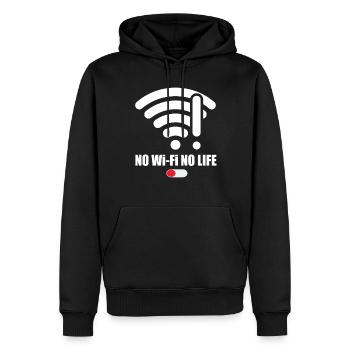 No Wifi-No Life Wlan Wlan Spruch Internet Signal - Männer Premium Bio Hoodie - Schwarz - Vorne - Nico (187cm)