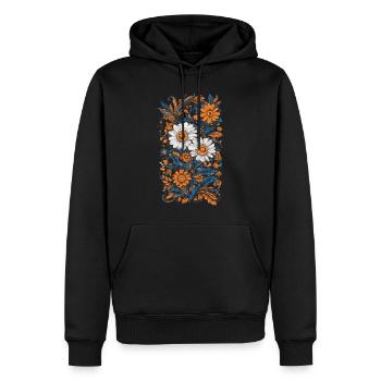 Kamille Vintage Blumen Design Ästhetische Deko - Männer Premium Bio Hoodie - Schwarz - Vorne - Nico (187cm)