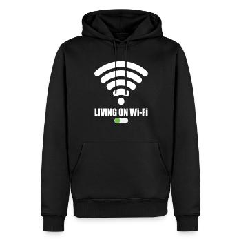 Living On Wi-Fi Wifi Wifi Saying Internet Signal - Men’s Premium Organic Hoodie - black - Front - Nico (187cm)