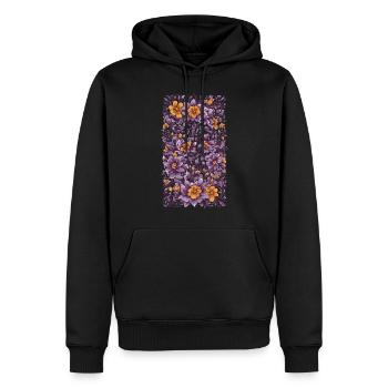 Décoration florale violette Design vintage et streetwear - Sweat à capuche Premium bio Homme - noir - Devant - Nico (187cm)