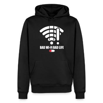 Bad Wi-Fi Bad Life Wlan Spruch Internet Signal - Männer Premium Bio Hoodie - Schwarz - Vorne - Nico (187cm)