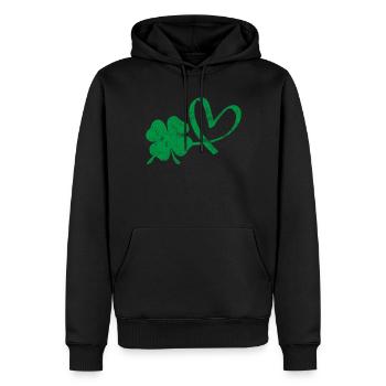 Cœur vert de trèfle irlandais - Sweat à capuche Premium bio Homme - noir - Devant - Nico (187cm)