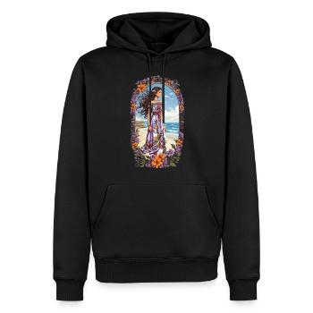 Spanische Schönheit Vintage Blumen Bohemian - Männer Premium Bio Hoodie - Schwarz - Vorne - Nico (187cm)
