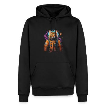 Weltraumkatze Astronaut und Katzen Sternenreise - Männer Premium Bio Hoodie - Schwarz - Vorne - Nico (187cm)