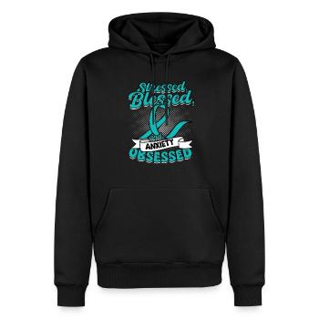 Angststörung Stressed & Anxiety Obsessed - Männer Premium Bio Hoodie - Schwarz - Vorne - Nico (187cm)