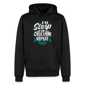 Teal Ribbon PTSD Stress Angststörung - Männer Premium Bio Hoodie - Schwarz - Vorne - Nico (187cm)