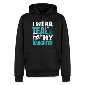 Teal Ribbon PTSD Stress Angststörung - Männer Premium Bio Hoodie - Schwarz - Vorne - Nico (187cm)