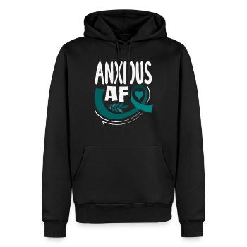 Teal Ribbon PTSD Stress Angststörung - Männer Premium Bio Hoodie - Schwarz - Vorne - Nico (187cm)