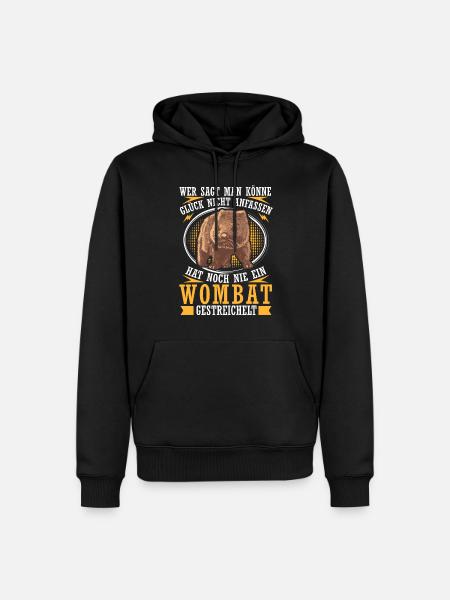 Wombat streicheln Australien Beuteltier - Männer Premium Bio Hoodie - Schwarz