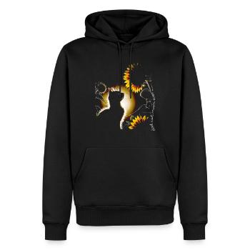 Chat tournesol - Sweat à capuche Premium bio Homme - noir - Devant - Nico (187cm)