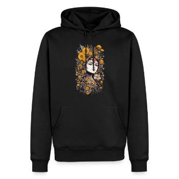 Bohemian Aesthetic Vintage Blumen Design - Männer Premium Bio Hoodie - Schwarz - Vorne - Nico (187cm)