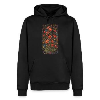 Décoration Florale Colorée Vintage Esthétique Streetwear - Sweat à capuche Premium bio Homme - noir - Devant - Nico (187cm)