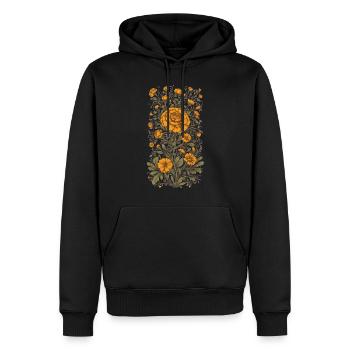 Tagetes Décoration Florale Esthétique Vintage Streetwear - Sweat à capuche Premium bio Homme - noir - Devant - Nico (187cm)