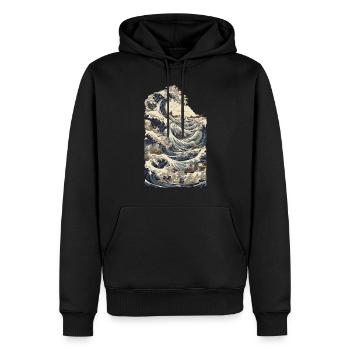 Japan Ukiyo-E Kapitän Deko Segelboot Vintage - Männer Premium Bio Hoodie - Schwarz - Vorne - Nico (187cm)