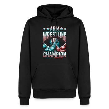 Champion de bras de fer d’Armdrücken - Sweat à capuche Premium bio Homme - noir - Devant - Nico (187cm)