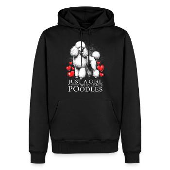 Juste une fille qui aime les caniches - Sweat à capuche Premium bio Homme - noir - Devant - Nico (187cm)