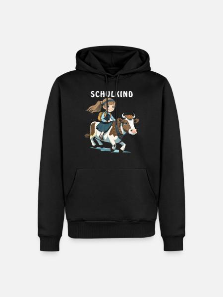 ÉCOLIÈRE FILLE VACHE - Sweat à capuche Premium bio Homme - noir