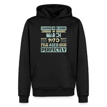 54. Geburtstag März Jahrgang 1970 Geschenkidee - Männer Premium Bio Hoodie - Schwarz - Vorne - Nico (187cm)