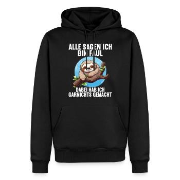 Meine Eltern Alle sagen ich bin faul Faultier - Männer Premium Bio Hoodie - Schwarz - Vorne - Nico (187cm)