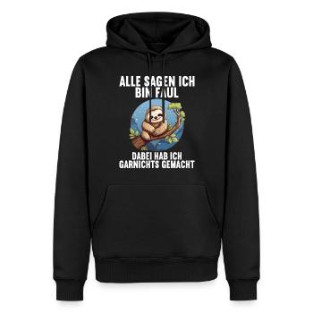 Meine Eltern Alle sagen ich bin faul Faultier - Männer Premium Bio Hoodie - Schwarz - Vorne - Nico (187cm)