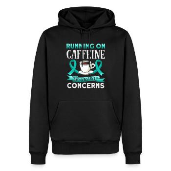 Teal Ribbon PTSD Stress Angststörung - Männer Premium Bio Hoodie - Schwarz - Vorne - Nico (187cm)