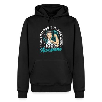 Teal Ribbon PTSD Stress Angststörung - Männer Premium Bio Hoodie - Schwarz - Vorne - Nico (187cm)