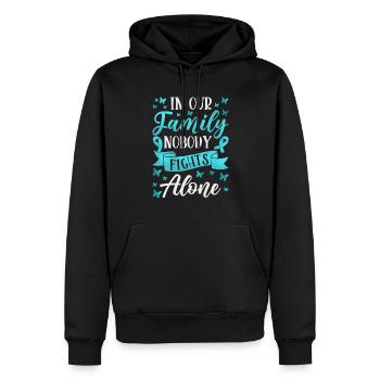Teal Ribbon PTSD Stress Angststörung - Männer Premium Bio Hoodie - Schwarz - Vorne - Nico (187cm)